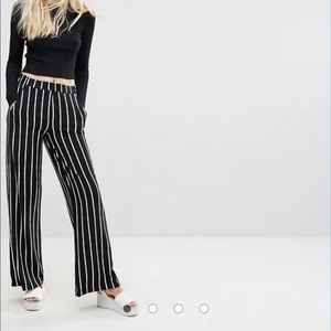 Bershka Stripe Wide Leg Trouser